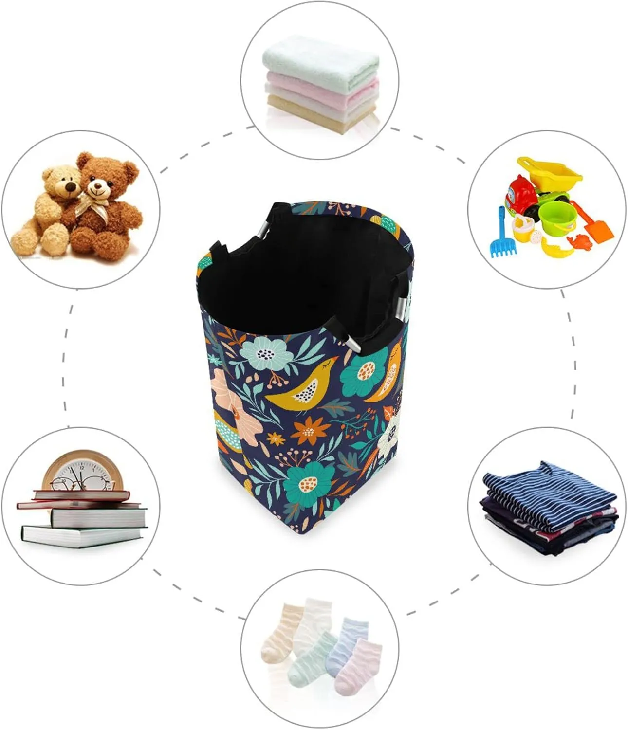 Laundry Basket Laundry Hamper Large Collapsible Bag Waterproof Clothes Basket Laundry with Handle Upright Well Dirty Holder for Clothes Toys in Bedroom Dorm Nursery Cute Bird