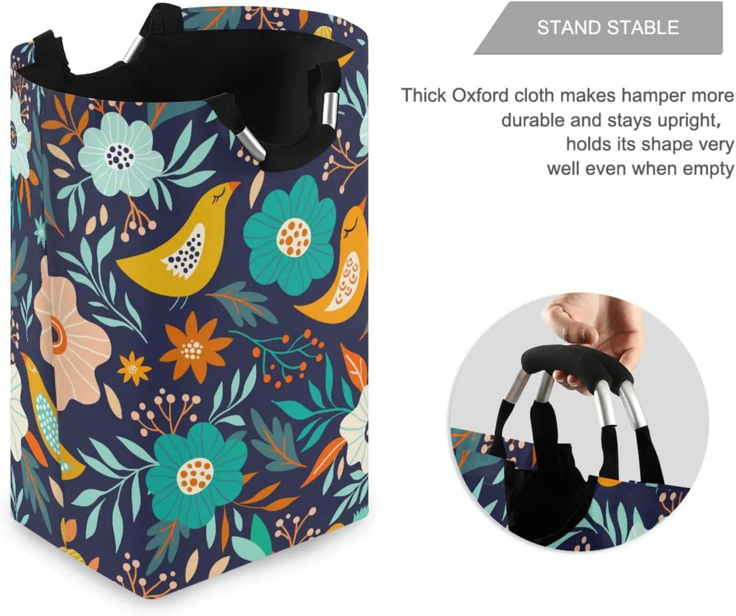 Laundry Basket Laundry Hamper Large Collapsible Bag Waterproof Clothes Basket Laundry with Handle Upright Well Dirty Holder for Clothes Toys in Bedroom Dorm Nursery Cute Bird
