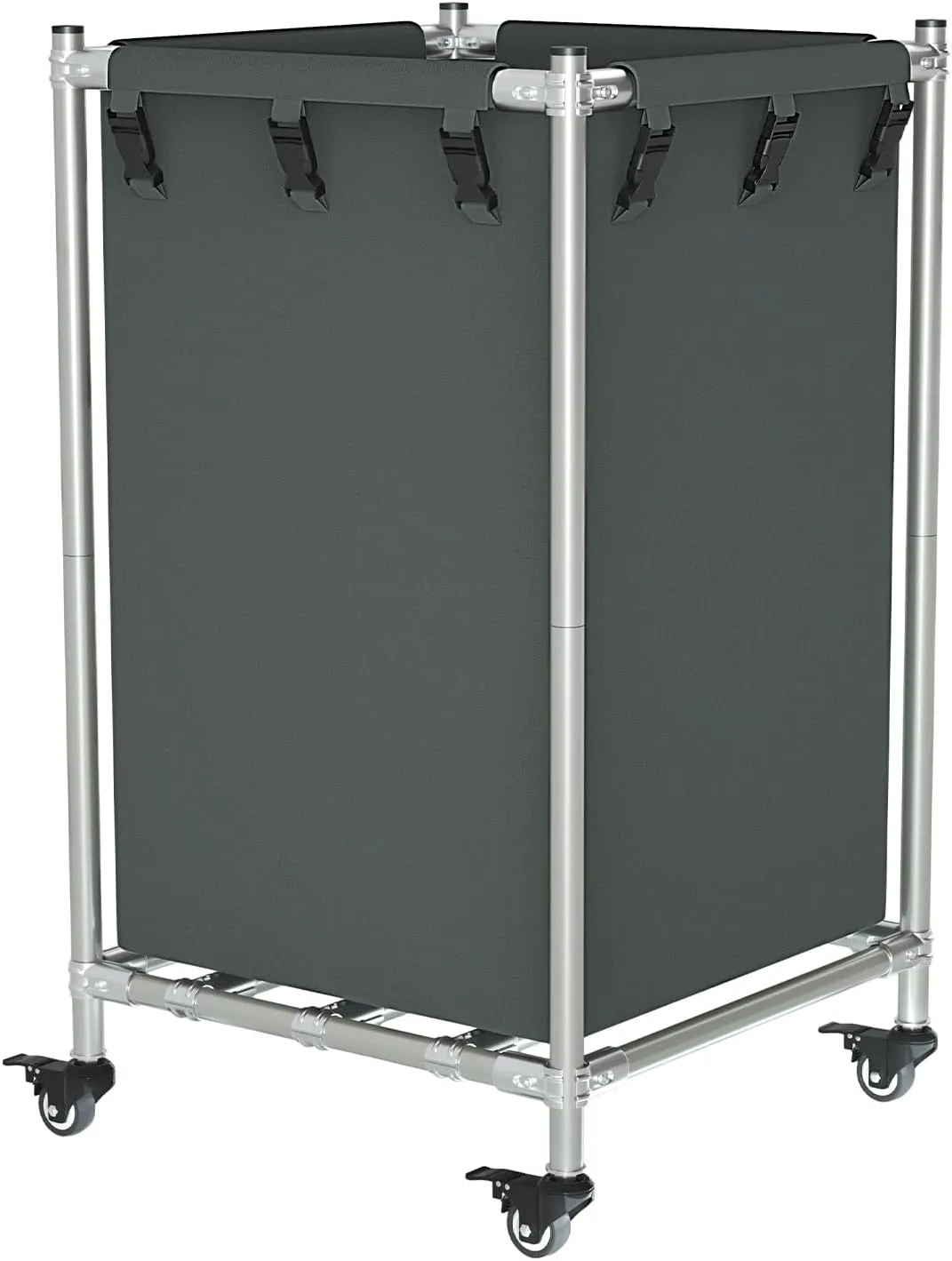Laundry Basket with Wheels, Rolling Laundry Hamper, 38.5 Gal, Square Laundry Cart with Steel Frame and Removable Bag, 4 Casters with Brakes