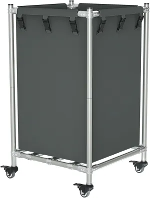 Laundry Basket with Wheels, Rolling Laundry Hamper, 38.5 Gal, Square Laundry Cart with Steel Frame and Removable Bag, 4 Casters with Brakes