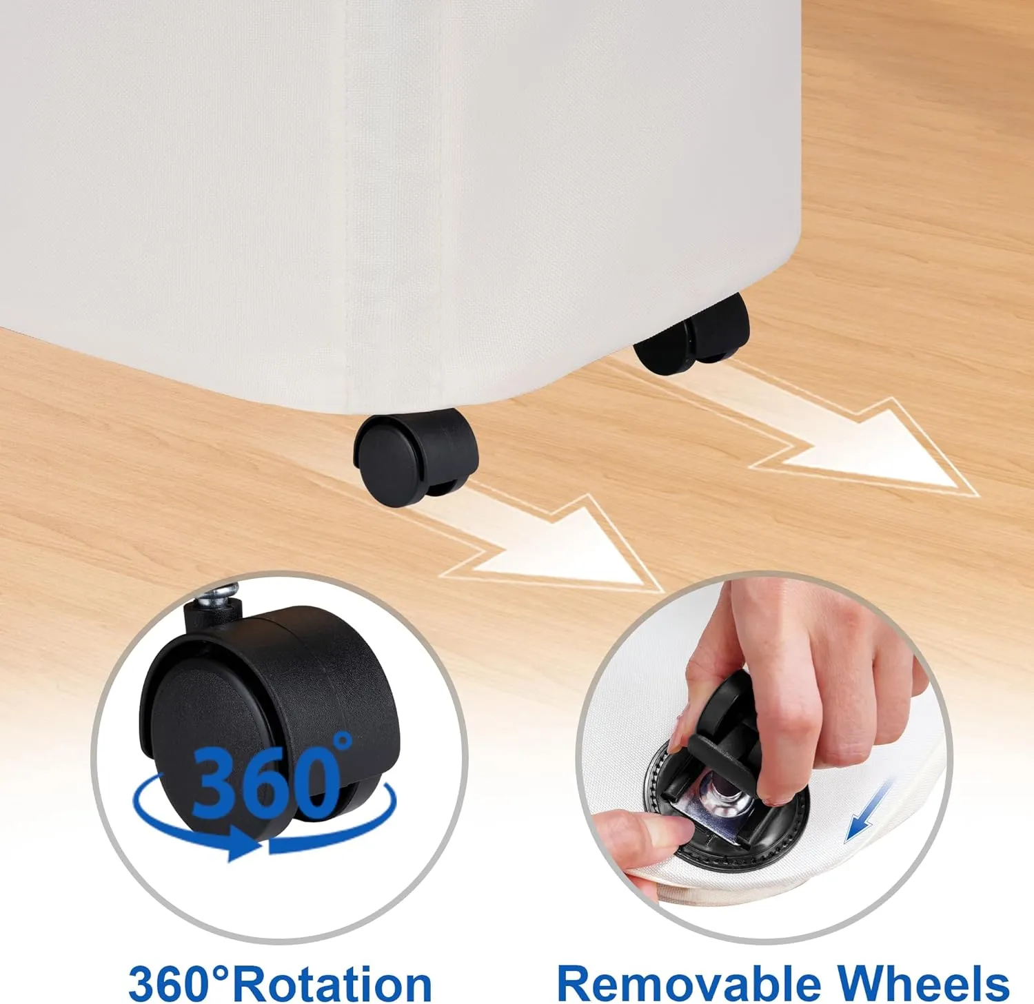 Laundry Basket with Wheels, Tall Rolling Laundry Hamper with Lid and Removable Bag, Aesthetic Dirty Clothes Hamper on Wheels for Laundry Room, Bedroom, Dorm and Bathroom, 100L Beige