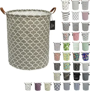 laundry baskets,bedroom hamper,kitchen organization,Waterproof Round Cotton Linen Collapsible storage basket. (Dark Grey Lanterns)