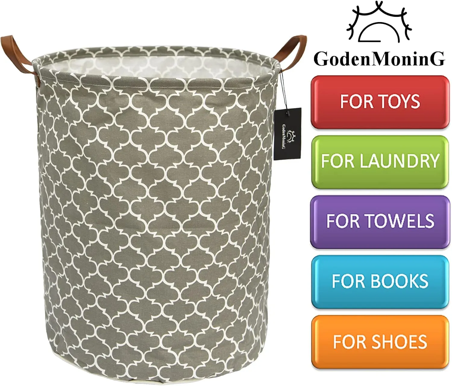 laundry baskets,bedroom hamper,kitchen organization,Waterproof Round Cotton Linen Collapsible storage basket. (Dark Grey Lanterns)