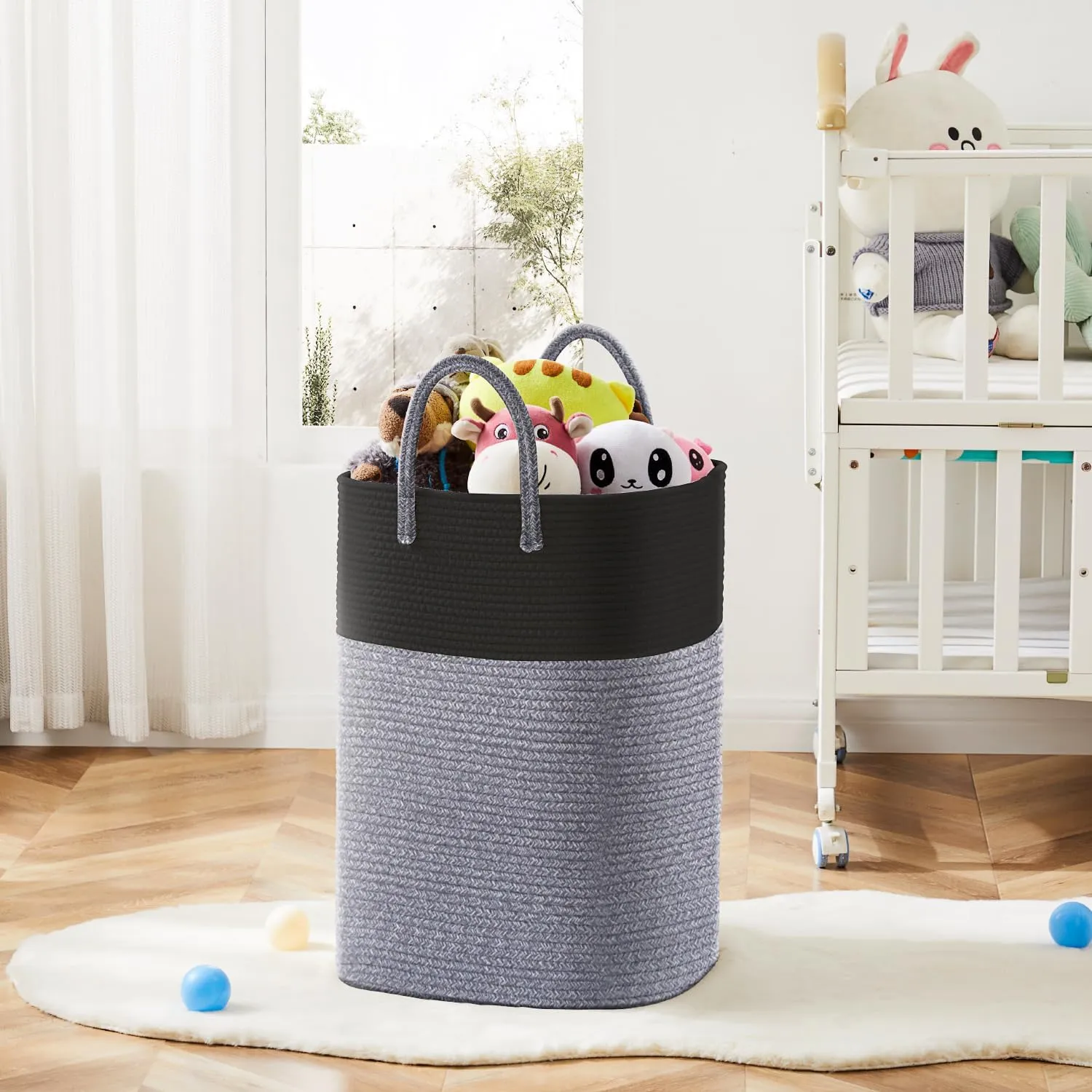 Laundry Basket,Woven Cotton Rope Laundry Hamper Sorters,80L Versatile Storage for Dirty Clothes,Baby Toys,and Blankets in Bathroom, Nursery,and Living Room