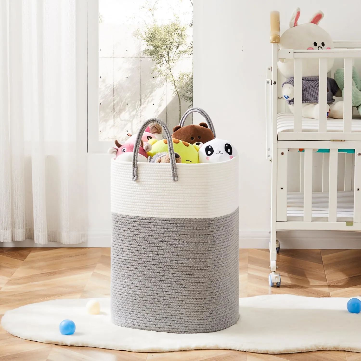 Laundry Basket,Woven Cotton Rope Laundry Hamper Sorters,80L Versatile Storage for Dirty Clothes,Baby Toys,and Blankets in Bathroom, Nursery,and Living Room