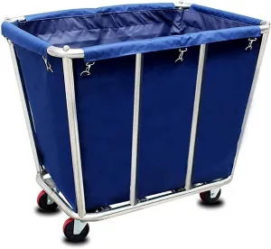 Laundry Cart Commercial,10 Bushel (350L) Large Industrial Rolling Laundry Hamper with 4 Inch Wheels,Home Heavy Duty Laundry Baskets with Stainless Steel Frame, 260 LBS Weight Capacity