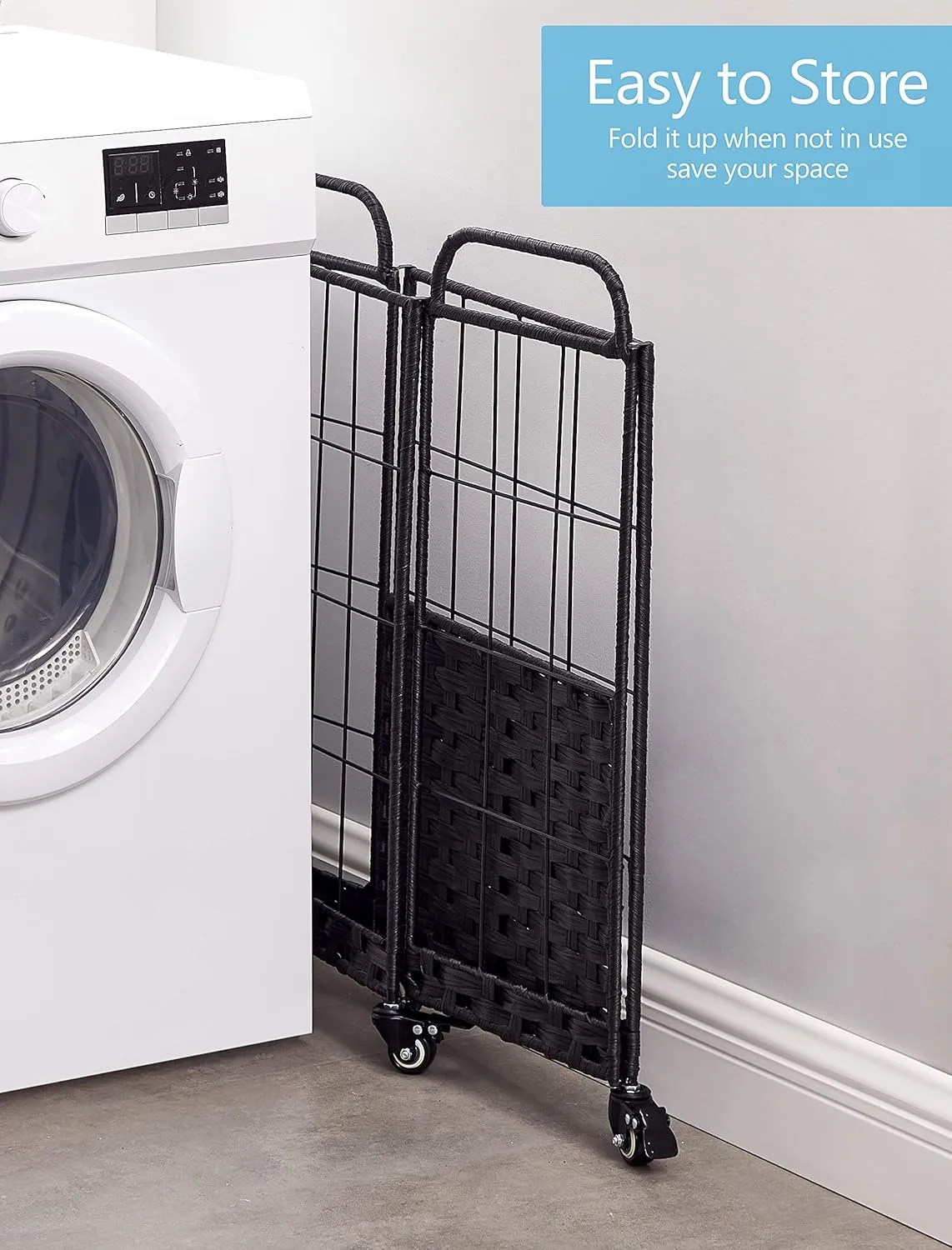 Laundry Hamper with Heavy Duty Rolling Lockable Wheels; Durable Laundry Basket with Detachable Liner Bag; Collapsible Clothes Hamper with Metal Handle (Grey)