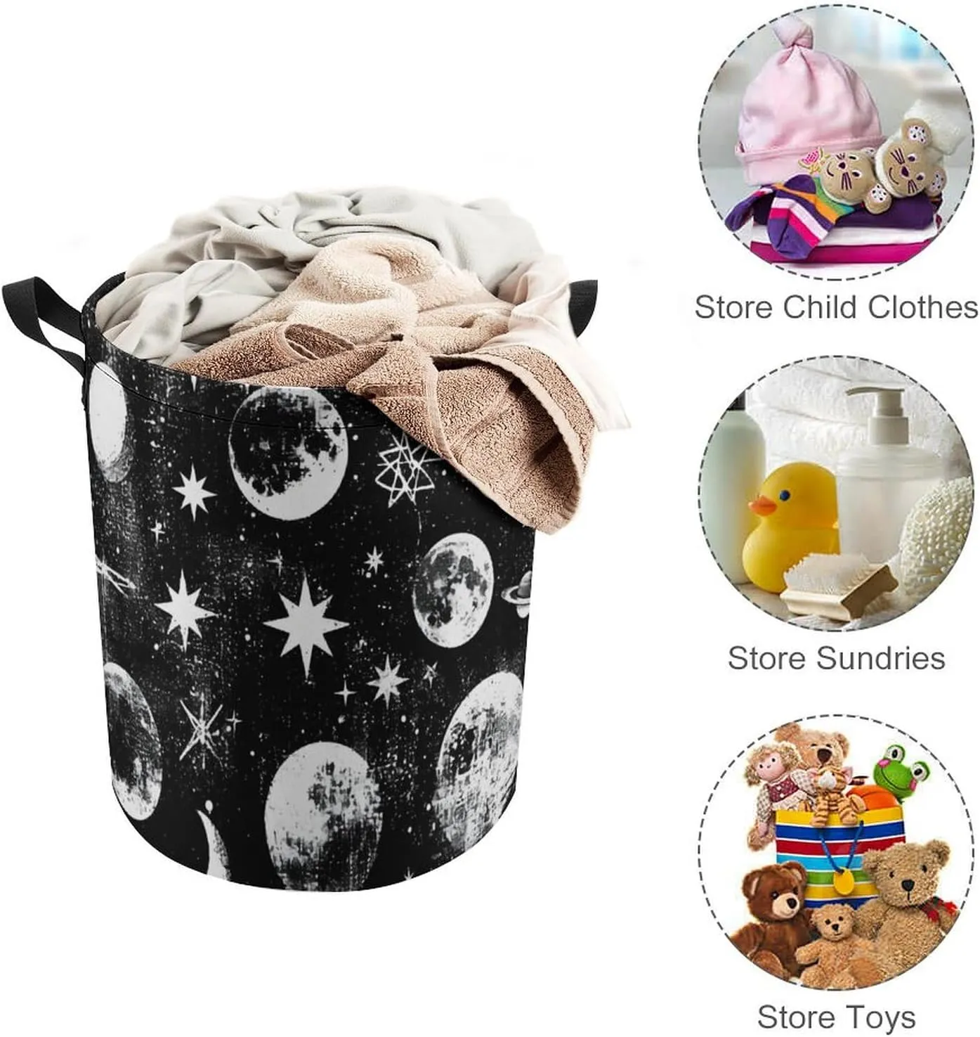 Laundry Hampers, Large Drawstring Laundry Bag, Removable Laundry Bags, Collapsible Storage Bin with Handles for Home Organization, Kids Room, Nursery Nature
