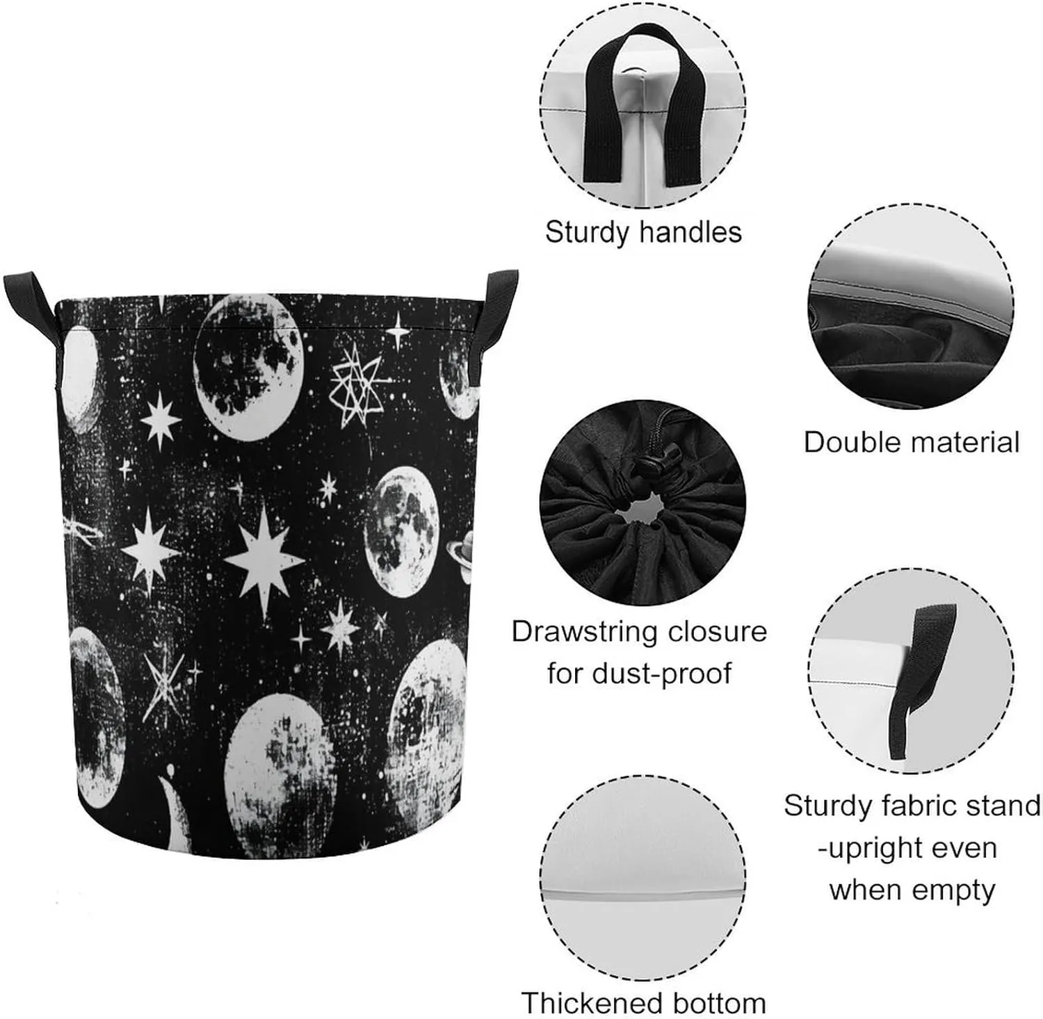 Laundry Hampers, Large Drawstring Laundry Bag, Removable Laundry Bags, Collapsible Storage Bin with Handles for Home Organization, Kids Room, Nursery Nature