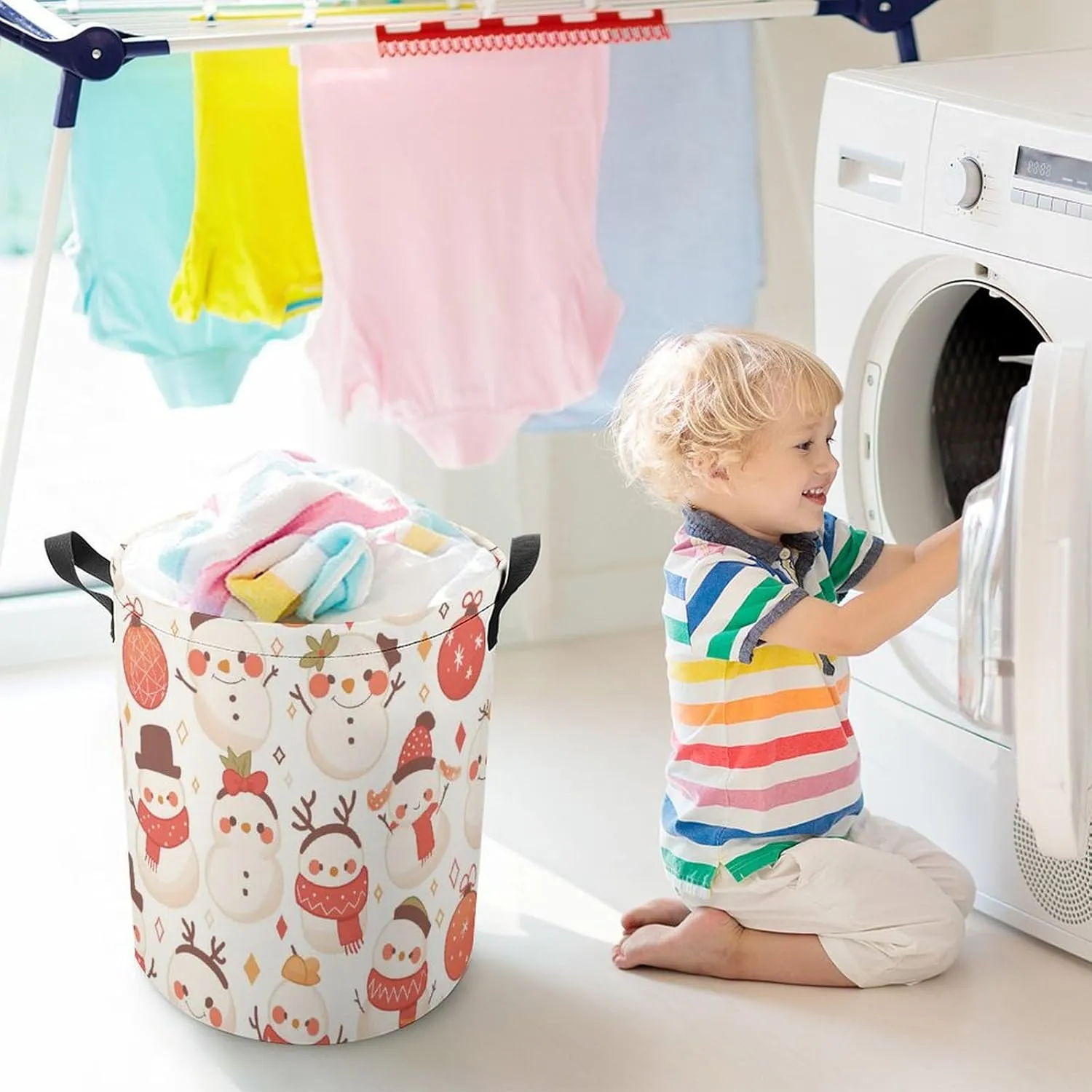Laundry Hampers, Large Drawstring Laundry Bag, Removable Laundry Bags, Collapsible Storage Bin with Handles for Home Organization, Kids Room, Nursery Product