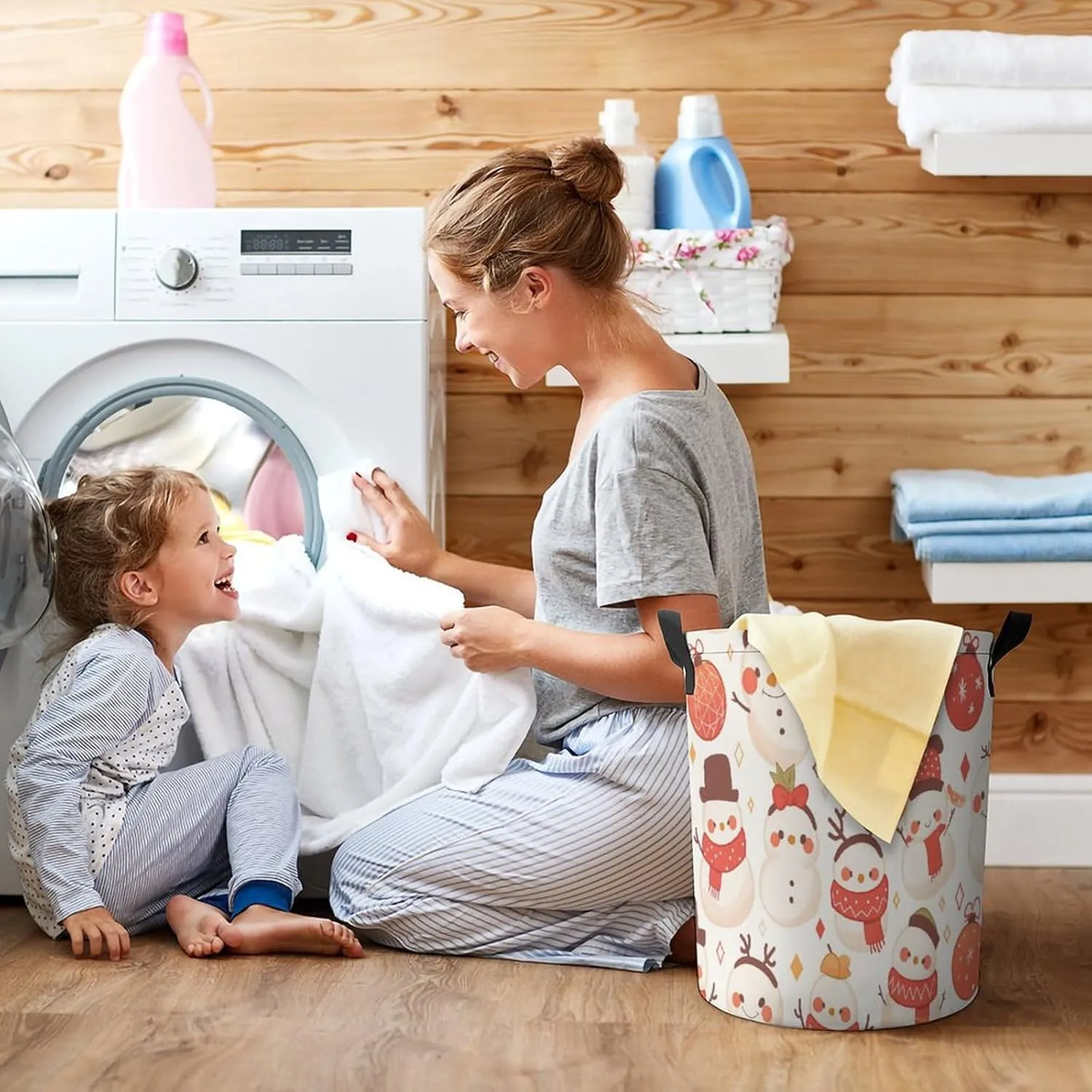 Laundry Hampers, Large Drawstring Laundry Bag, Removable Laundry Bags, Collapsible Storage Bin with Handles for Home Organization, Kids Room, Nursery Product