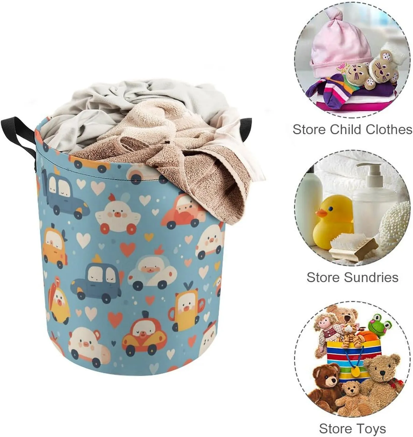 Laundry Hampers, Large Drawstring Laundry Bag, Removable Laundry Bags, Collapsible Storage Bin with Handles for Home Organization, Kids Room, Nursery Textile