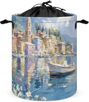 Laundry Hampers, Large Drawstring Laundry Bag, Removable Laundry Bags, Collapsible Storage Bin with Handles for Home Organization, Kids Room, Nursery Watercraft