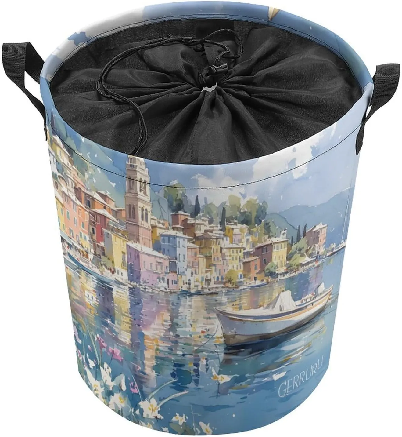 Laundry Hampers, Large Drawstring Laundry Bag, Removable Laundry Bags, Collapsible Storage Bin with Handles for Home Organization, Kids Room, Nursery Watercraft