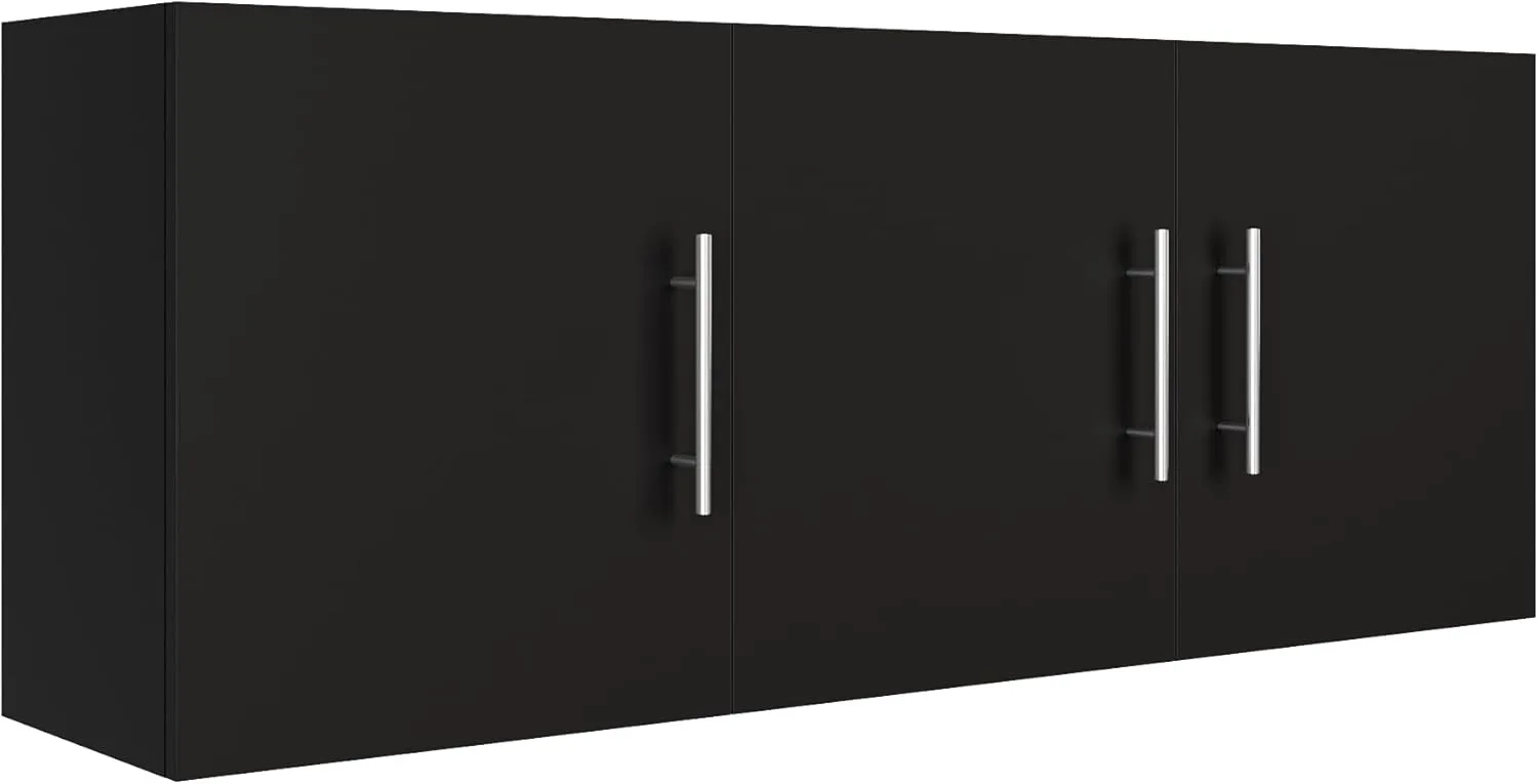 Laundry Room Cabinets, 54" W x 12" D x 20" H Kitchen Wall Cabinets, 3 Doors Bathroom Storage Toilet Cabinet with Adjustable Shelves, Over The Toilet Storage Cabinet, Black