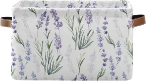 Lavender Fabric Storage Bin, Foldable Organizer Bag for Baby Cloth, Dog Toy, Book Storage Cubes, Shelf Closet Basket - 16x12x8
