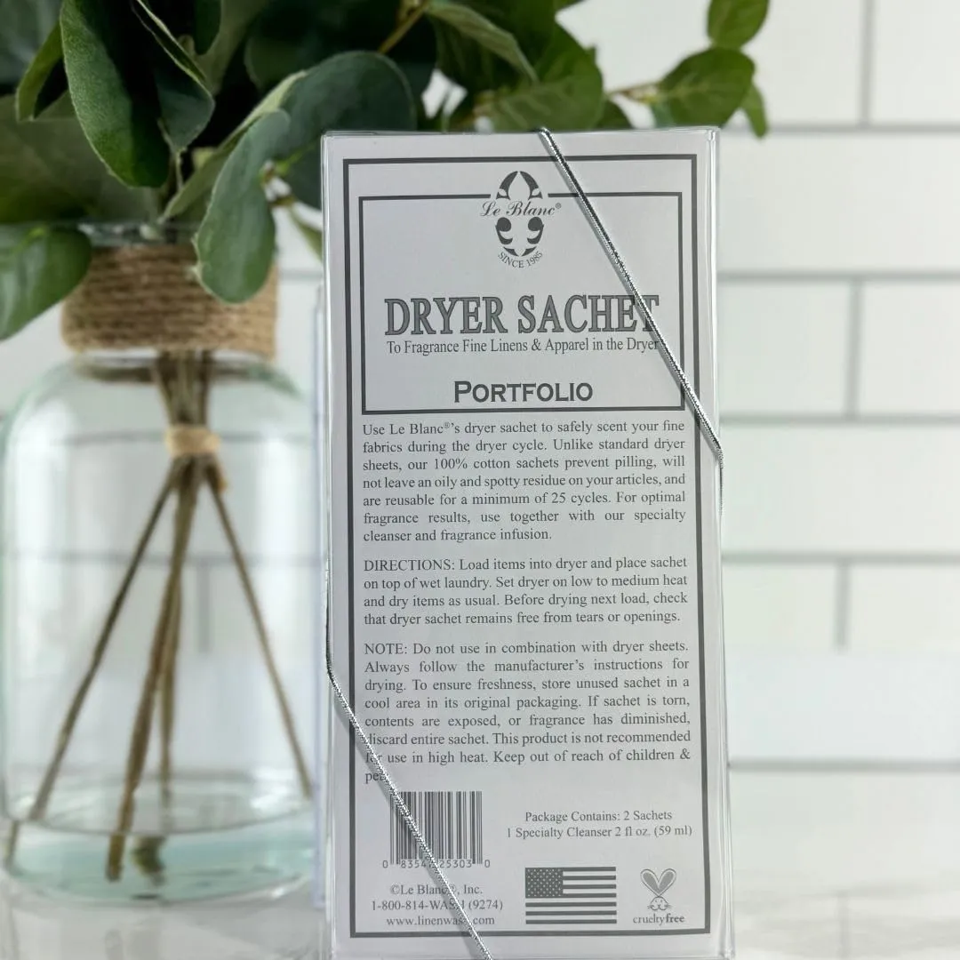 Le Blanc® Portfolio Double Pack Dryer Sachet - Luxury Scented Fabric Sachet for Your Dryer (1 Pack)