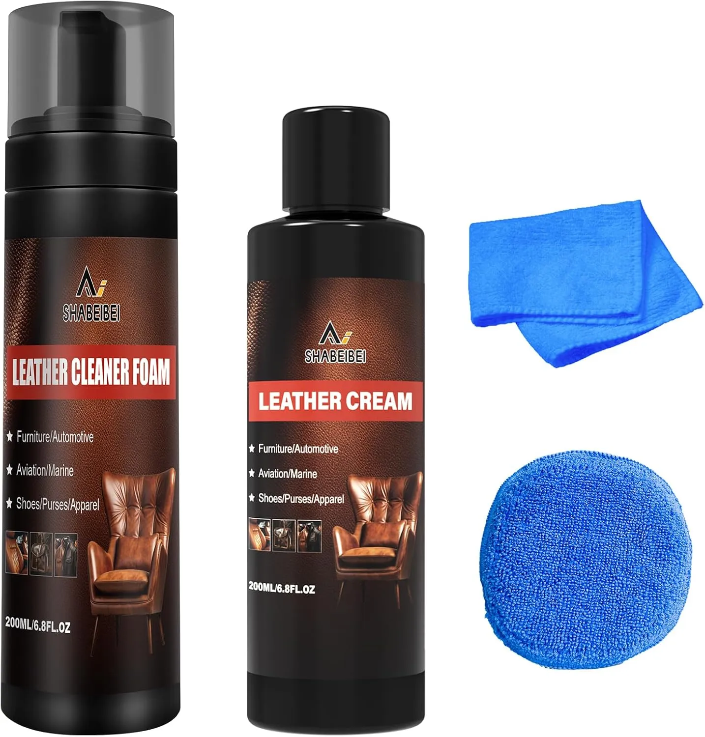 Leather Cleaner and Conditioner Kit for Car Seats and Interiors Seats, Boots, Bags Works on Natural, Synthetic, Pleather, Faux Leather
