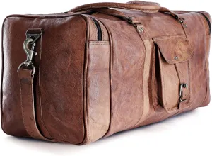 Leather Duffel Bag 32 inch Large Travel Bag Gym Sports Overnight Weekender Bag by Komal's Passion Leather (24 inch)