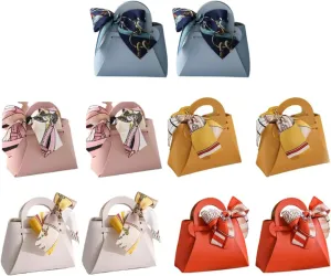 Leather Gift Bags with Handles, 10 Pcs Gift Bag for Birthdays, Baby Shower,Weddings,Party Favor, Holiday Presents,with Ribbon in Assorted Colors