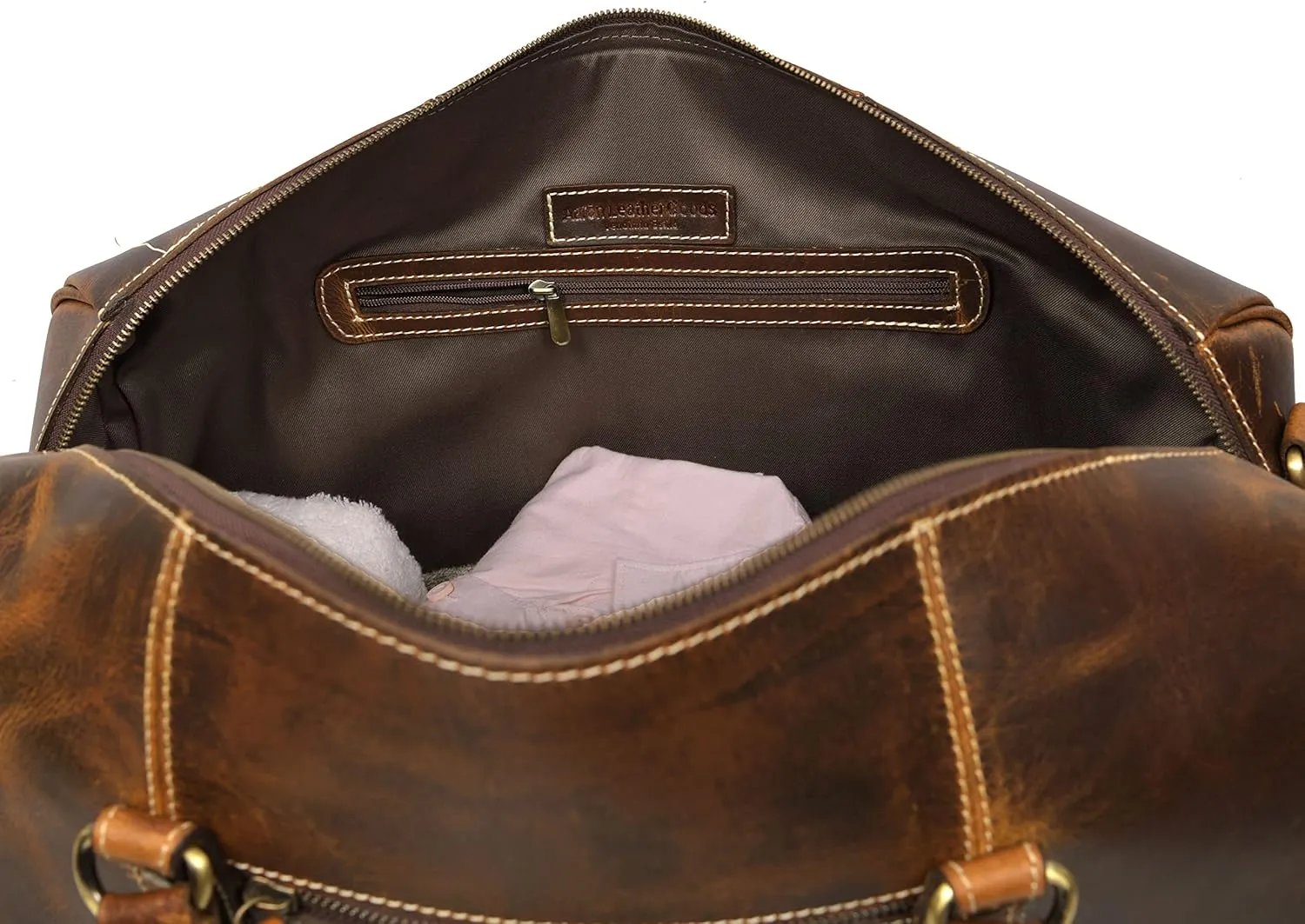 Leather Travel Duffel Bag | Gym Sports Bag Airplane Luggage Carry-On Bag | Gift for Father's Day by Aaron Leather Goods