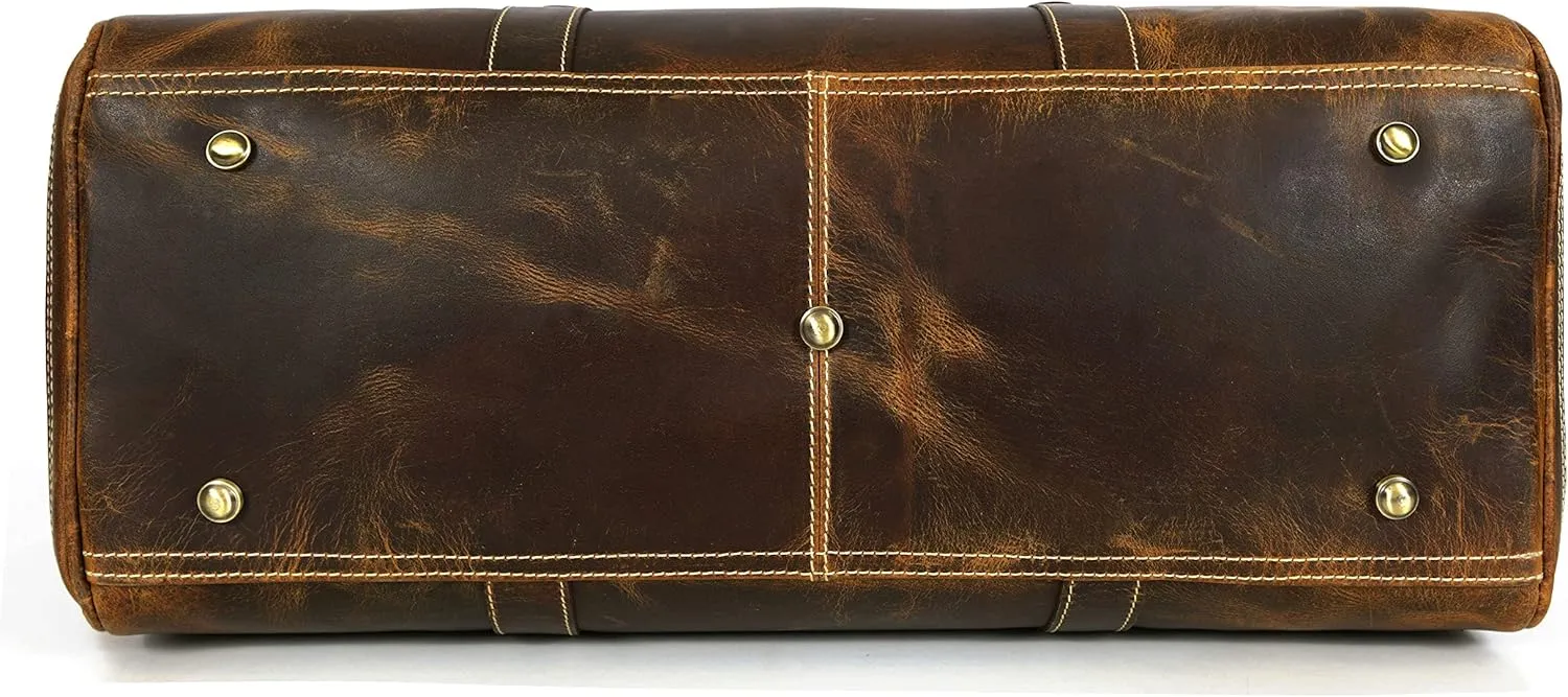 Leather Travel Duffel Bag | Gym Sports Bag Airplane Luggage Carry-On Bag | Gift for Father's Day by Aaron Leather Goods