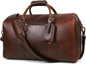 Leather Travel Duffel Bag | Gym Sports Bag Airplane Luggage Carry-On Bag | Gift for Father's Day by Aaron Leather Goods