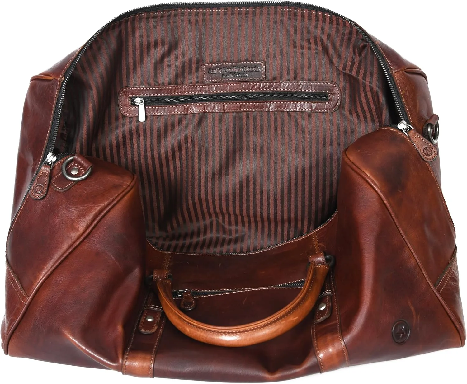 Leather Travel Duffel Bag | Gym Sports Bag Airplane Luggage Carry-On Bag | Gift for Father's Day by Aaron Leather Goods