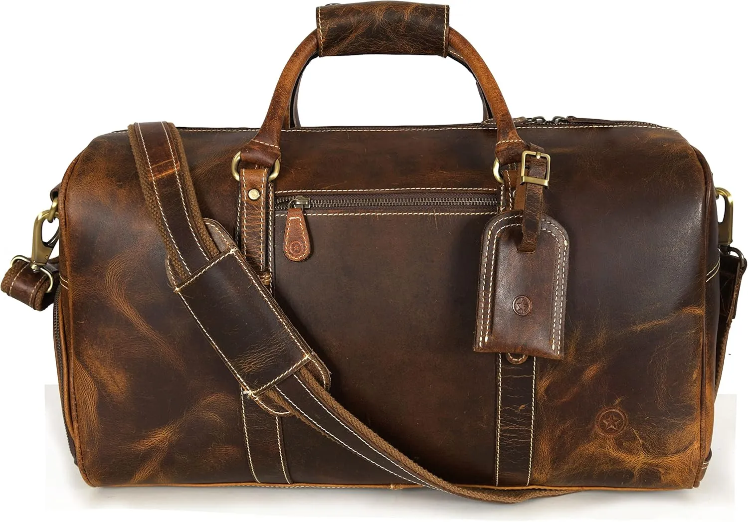Leather Travel Duffel Bag | Gym Sports Bag Airplane Luggage Carry-On Bag | Gift for Father's Day by Aaron Leather Goods