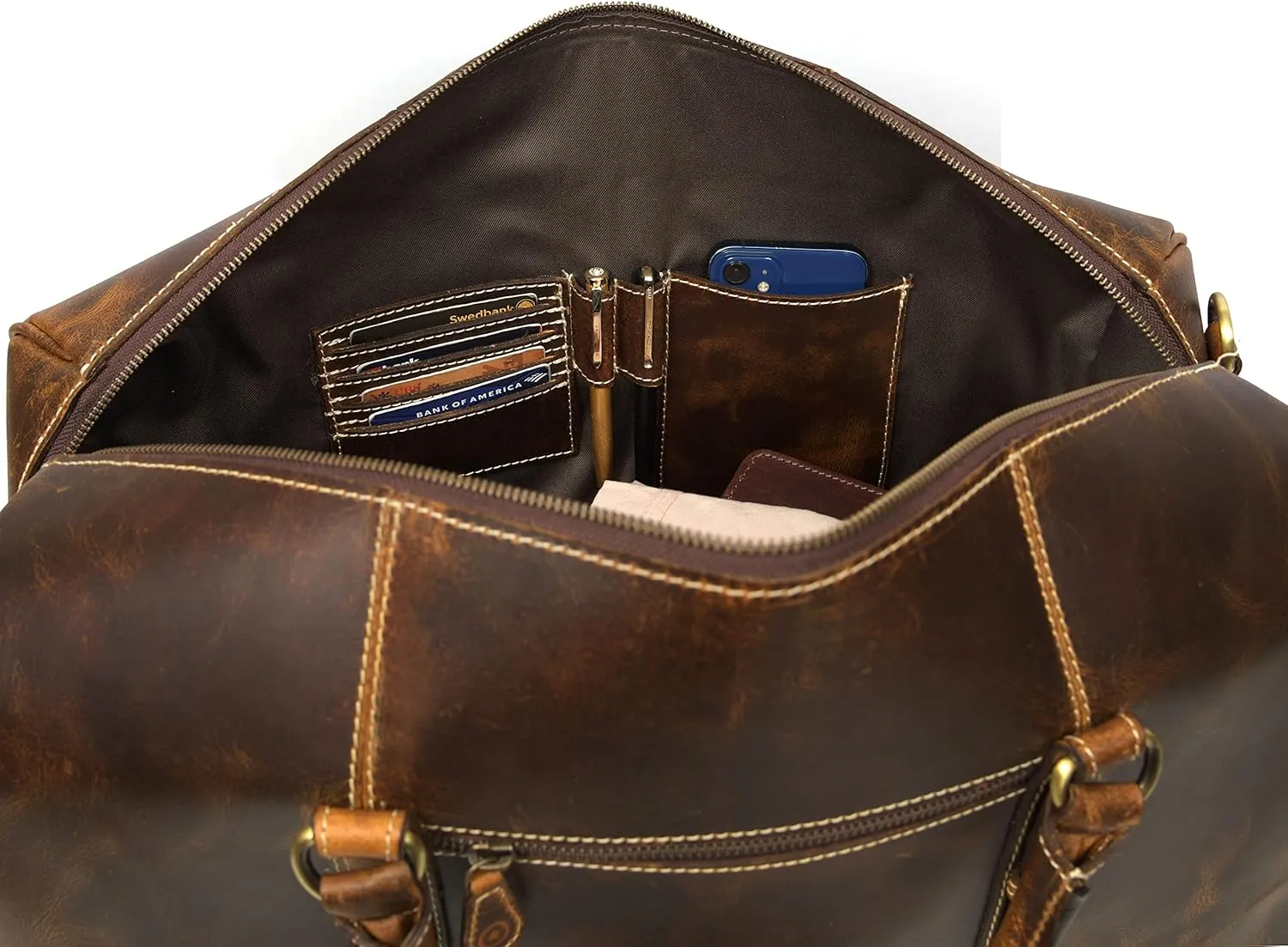 Leather Travel Duffel Bag | Gym Sports Bag Airplane Luggage Carry-On Bag | Gift for Father's Day by Aaron Leather Goods