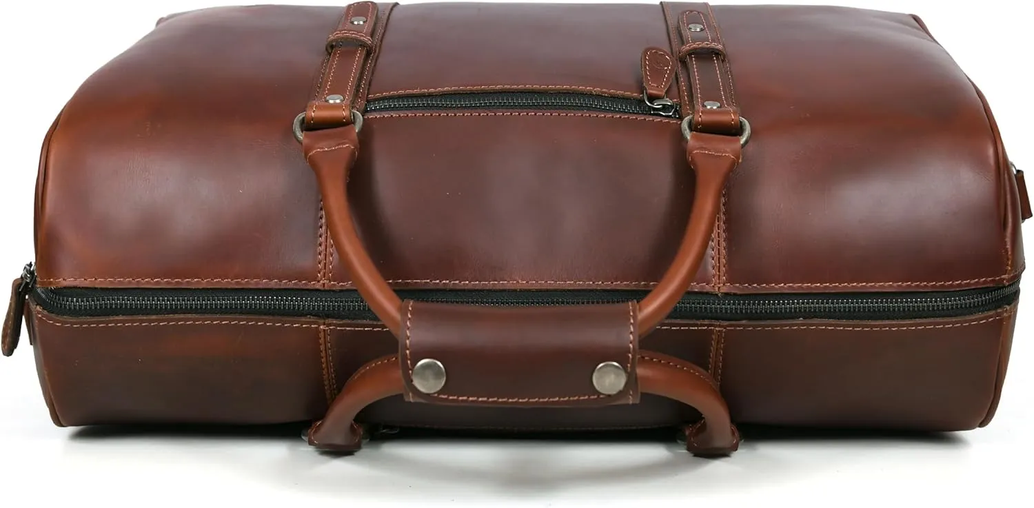 Leather Travel Duffel Bag | Gym Sports Bag Airplane Luggage Carry-On Bag | Gift for Father's Day by Aaron Leather Goods