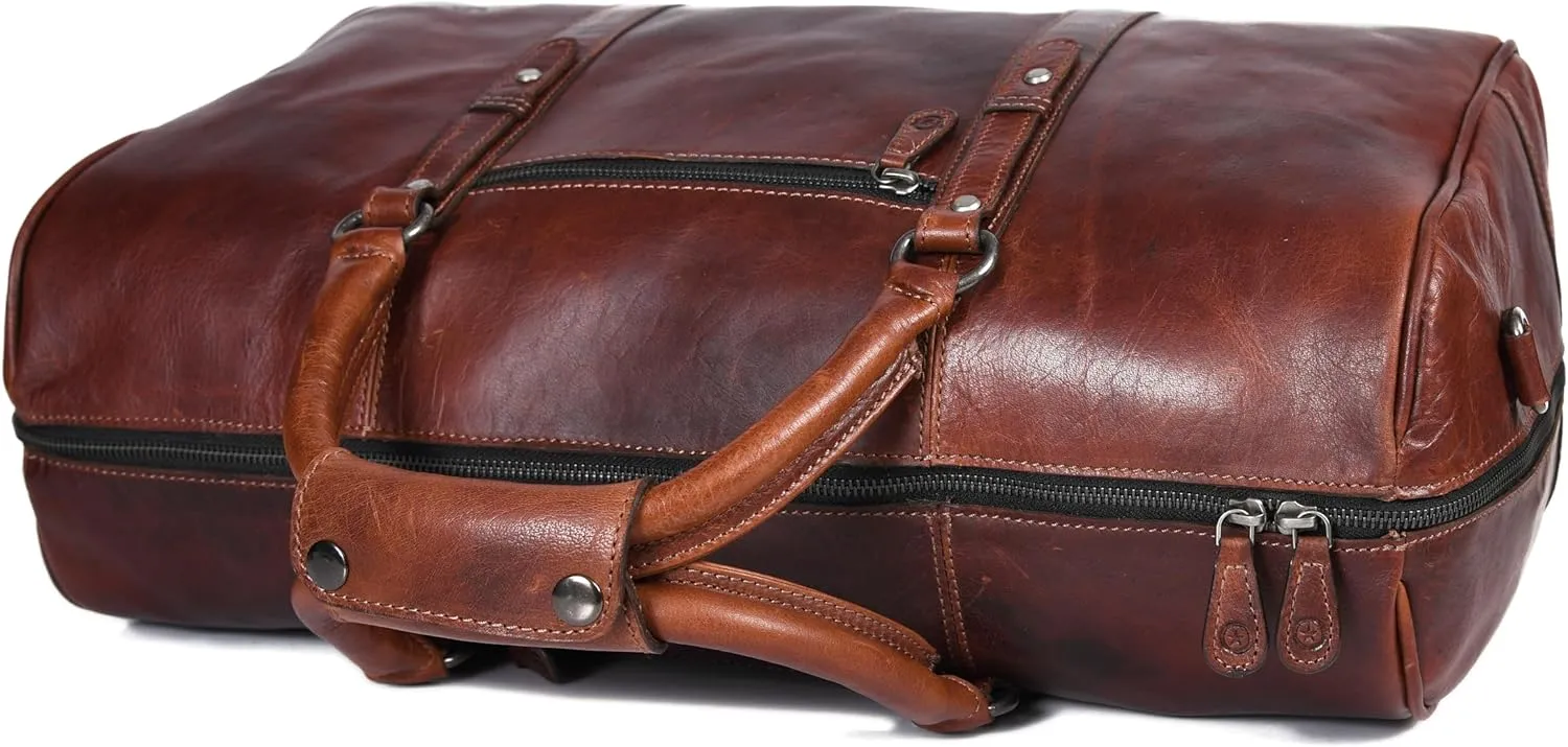 Leather Travel Duffel Bag | Gym Sports Bag Airplane Luggage Carry-On Bag | Gift for Father's Day by Aaron Leather Goods