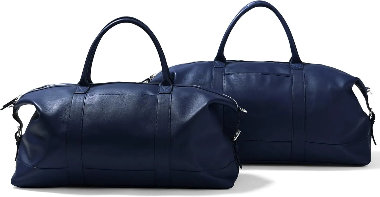 Leatherology Navy Blue His and Hers Kessler Duffle Set