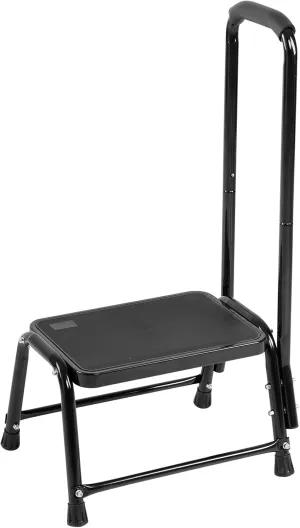 Leekpai Step Stool with Handle for Adults，Seniors Heavy Duty Holds 350 lbs.Stepping Stool for Elderly Adults, Attractive Black for Kitchen