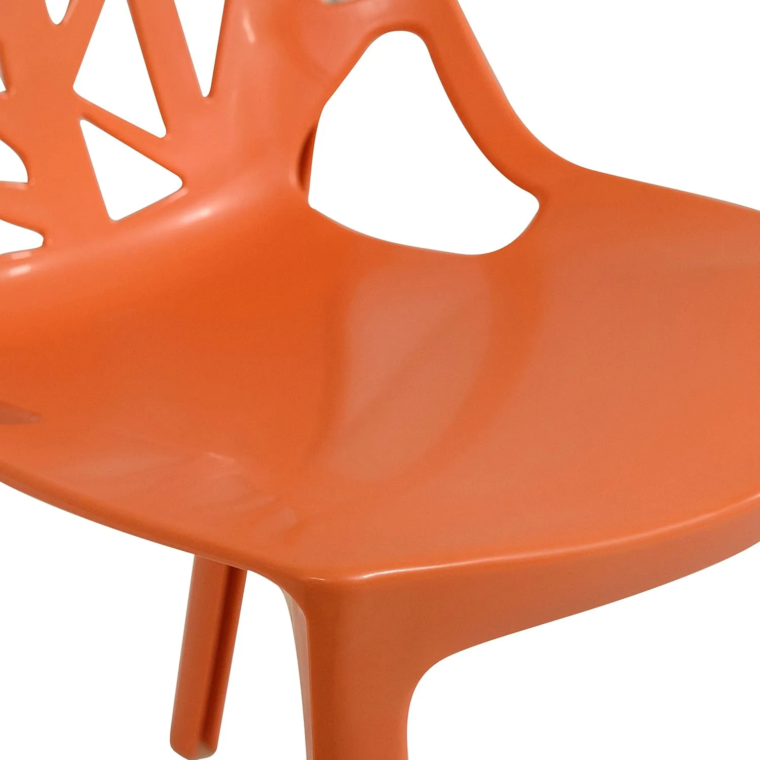 LeisureMod Modern Dining Chairs with Cut-Out Tree Design, Solid Orange