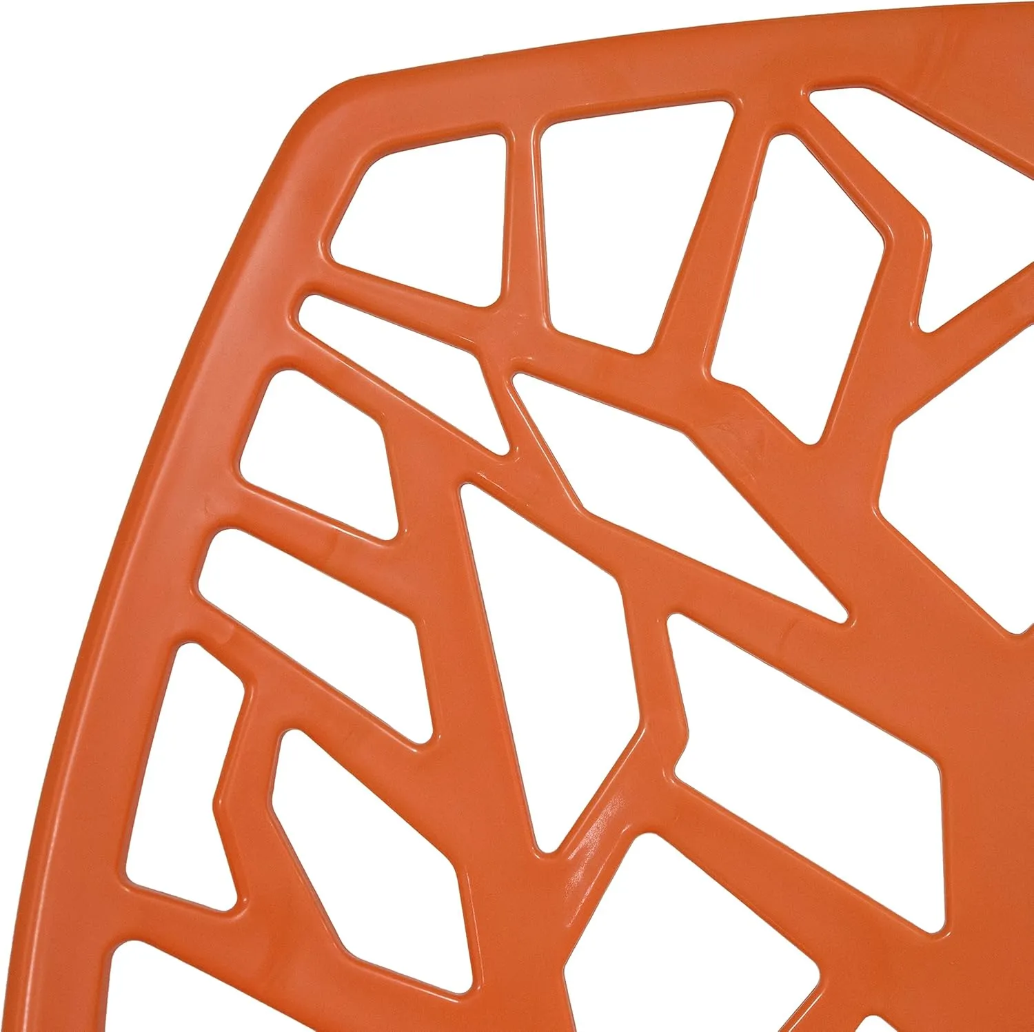 LeisureMod Modern Dining Chairs with Cut-Out Tree Design, Solid Orange