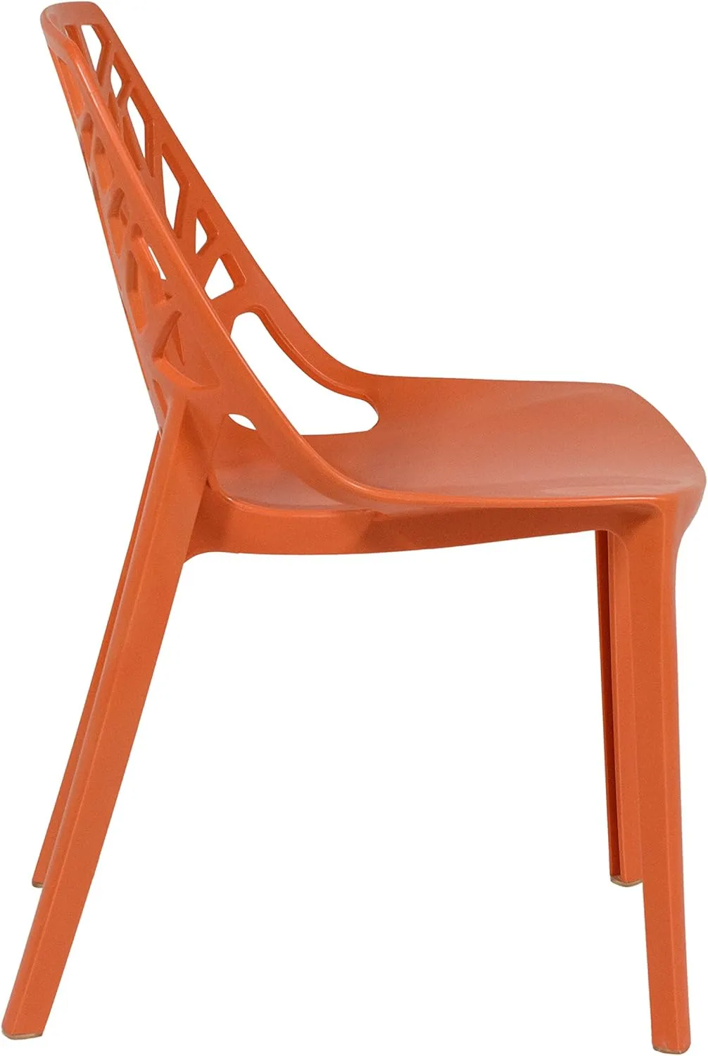 LeisureMod Modern Dining Chairs with Cut-Out Tree Design, Solid Orange