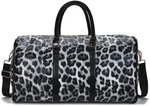 Leopard Print Travel Duffle Bag Large Cheetah Print Weekender Overnight Bag Travel Carry On Tote Bag Sports Gym Bag (Black)