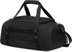 LEVEL8 Travel Duffle Bag Carry on Airline Approved, Water Resistant Sport Duffle, Weekender Bag for Men and Women, Black, 30L