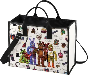 LEVLO Freddy Bear Tote Bag - Horror Movie Fan Gift - Freddy Fazbear's Pizza Bear Shoulder Bag - Foxy & The Mangle Lover Merch