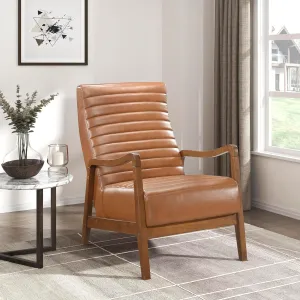 Lexicon High Back Accent Chair Mid Century Modern Chairs Living Room Chairs Reading Chair for Bedroom with Solid Wood Armrests and Legs, Lounge Chair for Bedroom, Living Room, Sunroom, Office, Camel