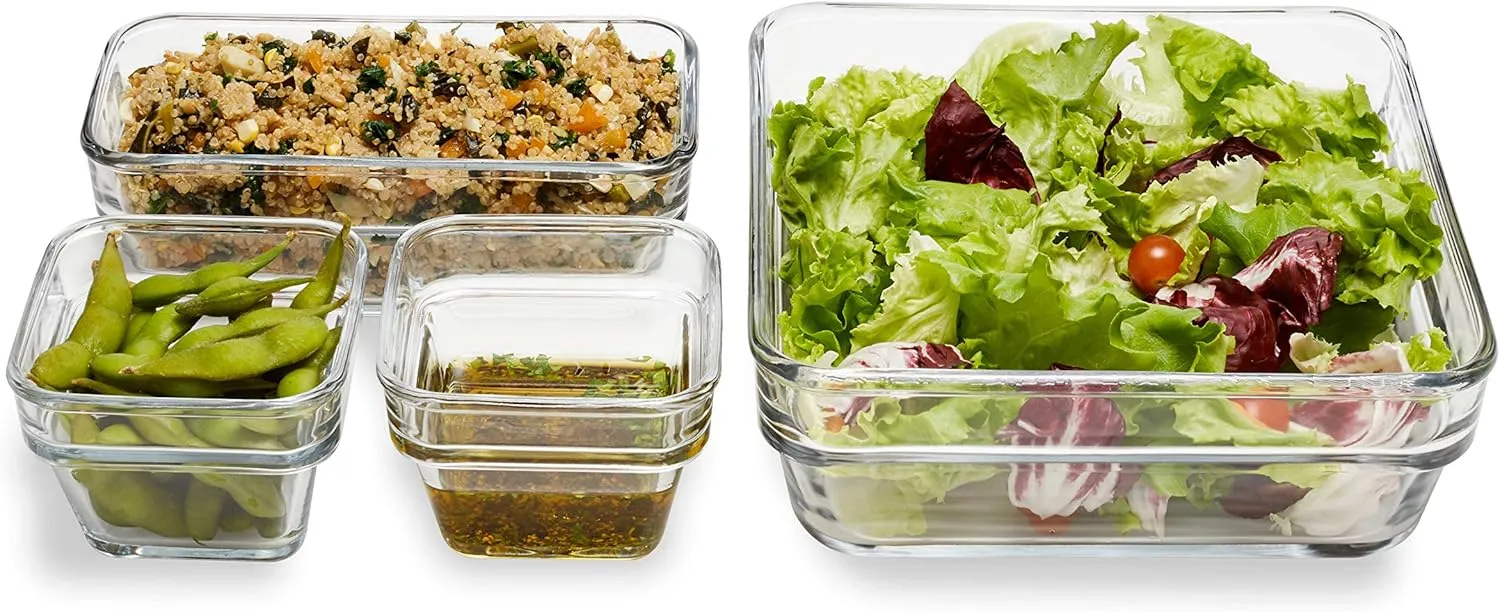 Libbey Stack It Large Glass Storage Containers with Lids, Set of 4