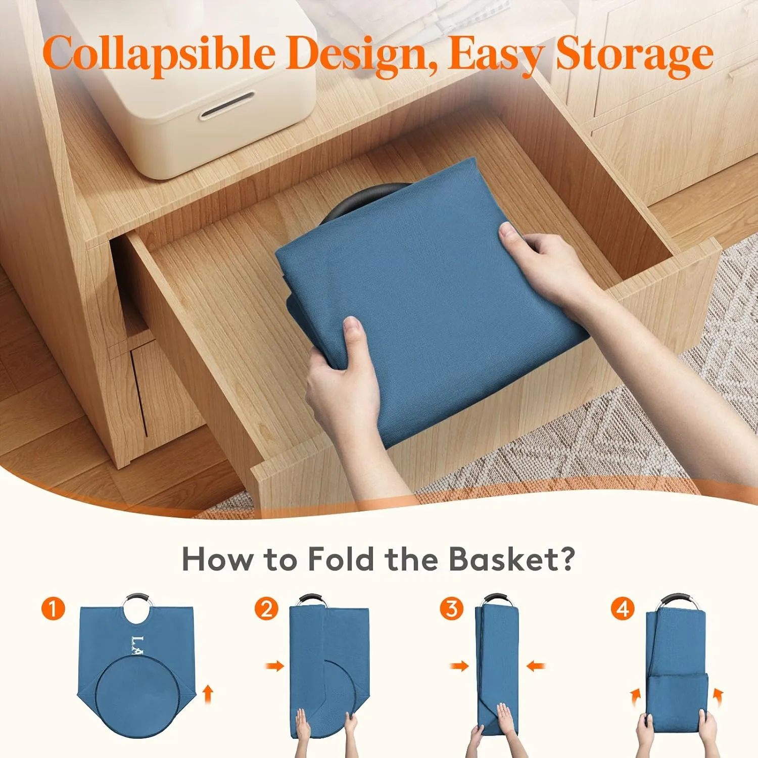 Lifewit 100L 2-Pack Large Laundry Basket, Collapsible Laundry Hamper with Aluminum Handles, Waterproof Freestanding Dirty Clothes Hampers for Laundry Room Bedroom Dorm Bathroom, Blue