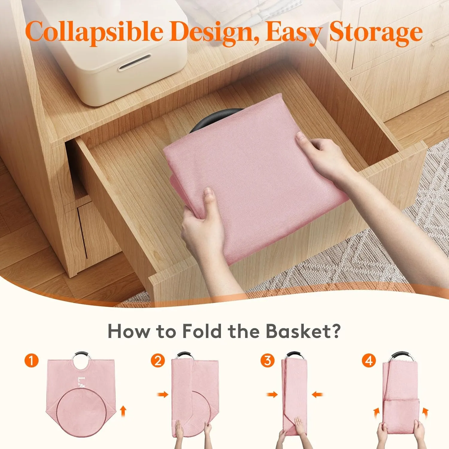 Lifewit 100L 2-Pack Large Laundry Basket, Collapsible Laundry Hamper with Aluminum Handles, Waterproof Freestanding Dirty Clothes Hampers for Laundry Room Bedroom Dorm Bathroom, Pink