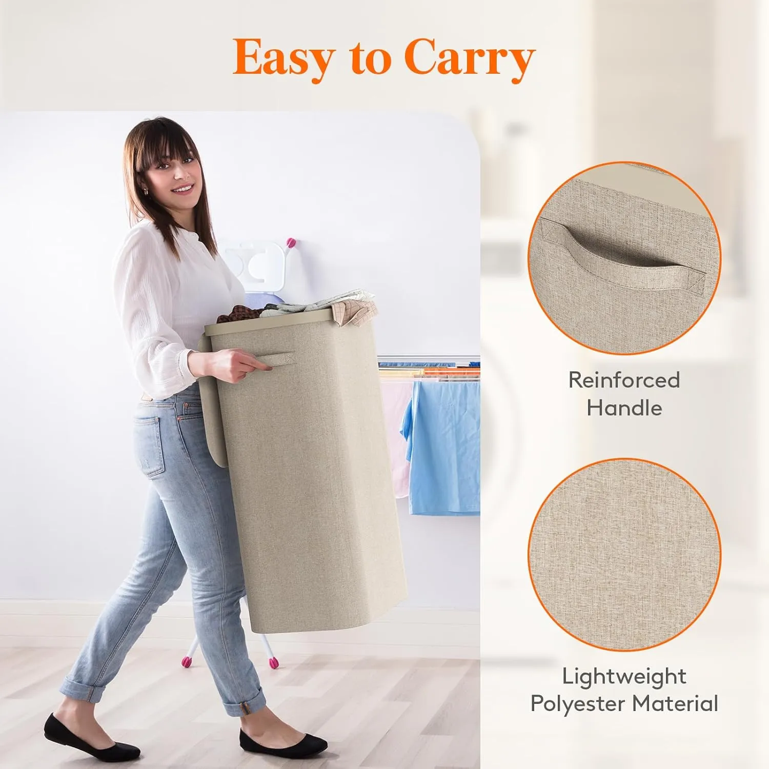 Lifewit 100L Laundry Basket with Lid, Large Laundry Hamper with Plastic Handles and Removable Bag, Foldable Tall Dirty Clothes Hampers for Laundry for Laundry Room, Bedroom, Bathroom, Dorm,Beige