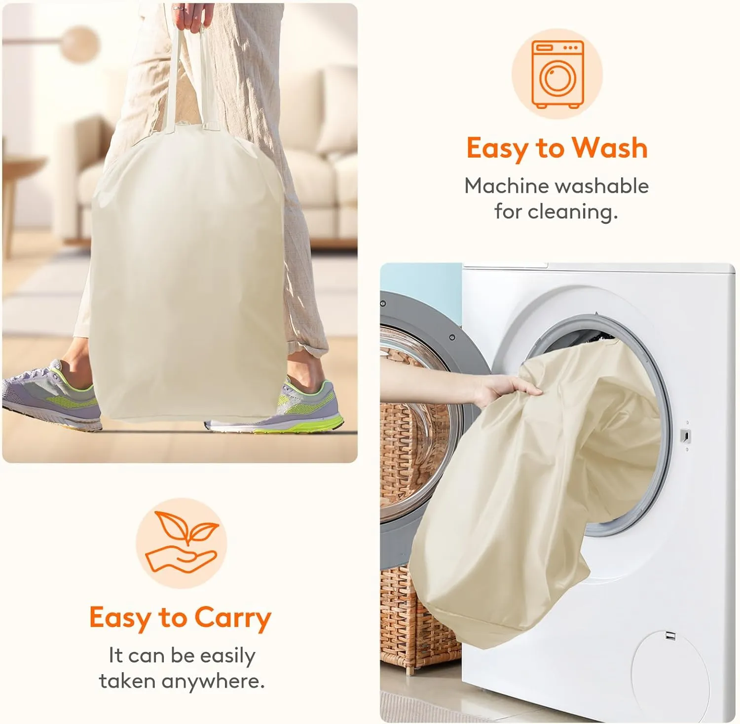 Lifewit 100L Laundry Basket with Lid, Large Laundry Hamper with Plastic Handles and Removable Bag, Foldable Tall Dirty Clothes Hampers for Laundry for Laundry Room, Bedroom, Bathroom, Dorm,Beige