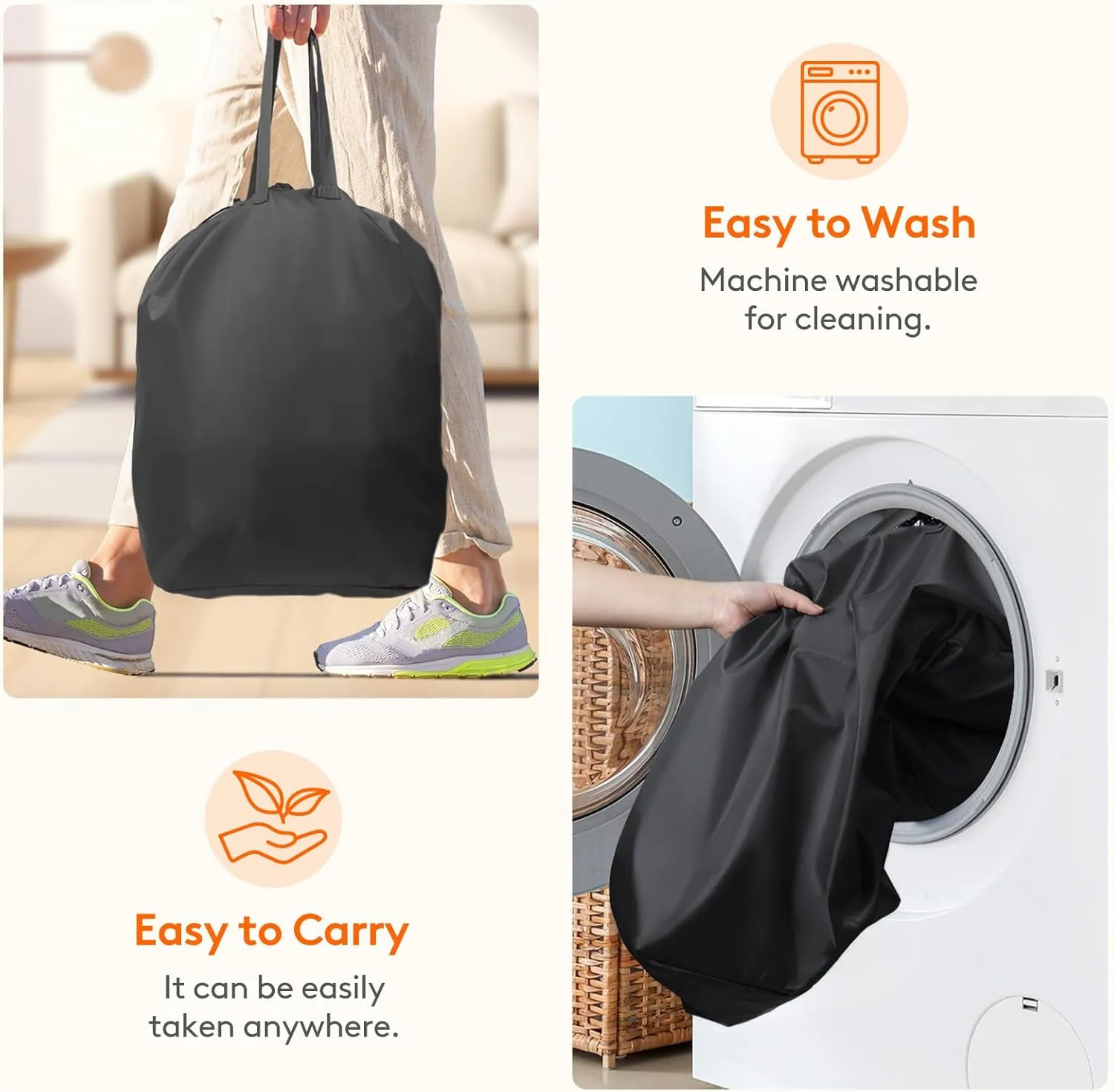 Lifewit 80L Laundry Basket with Lid, Large Laundry Hamper with Plastic Handles and Removable Bag, Foldable Tall Dirty Clothes Hampers for Laundry for Laundry Room, Bedroom, Bathroom, Dorm, Dark Gray