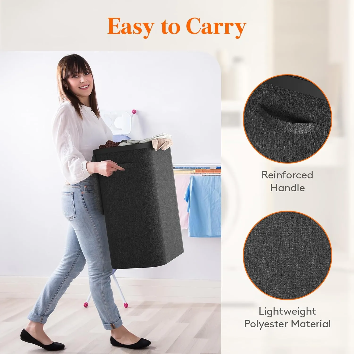 Lifewit 80L Laundry Basket with Lid, Large Laundry Hamper with Plastic Handles and Removable Bag, Foldable Tall Dirty Clothes Hampers for Laundry for Laundry Room, Bedroom, Bathroom, Dorm, Dark Gray