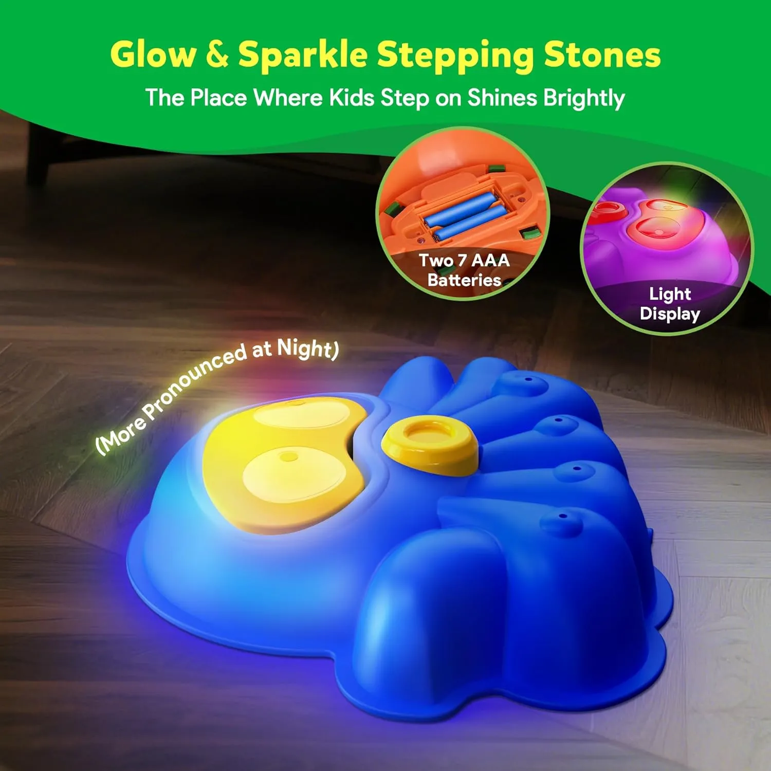 Light Up Stepping Stones for Kids, 6 Pcs Durable Non-Slip Toddler Stepping Stones, Indoor/Outdoor Games Toys for Kids, Obstacle Course for Kids 3 4 5 6 Years Old