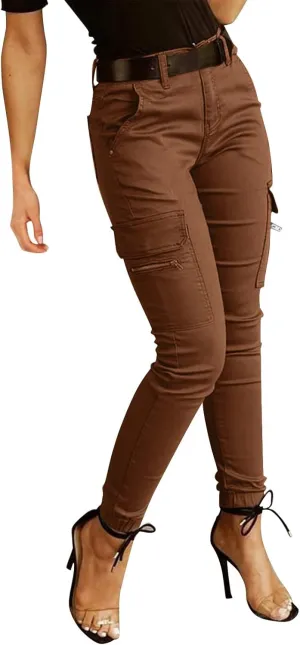 Lightweight Hiking Cargo Pants Womens Slim Fit Outdoor Solid Travel Sweatpant Jogger Elastic Waist Trouser w/Pocket